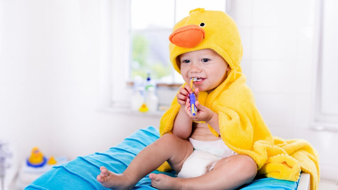A kid brushing teeth