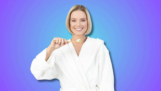 A woman brushing her teeth