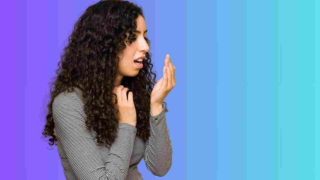 A girl having bad breath