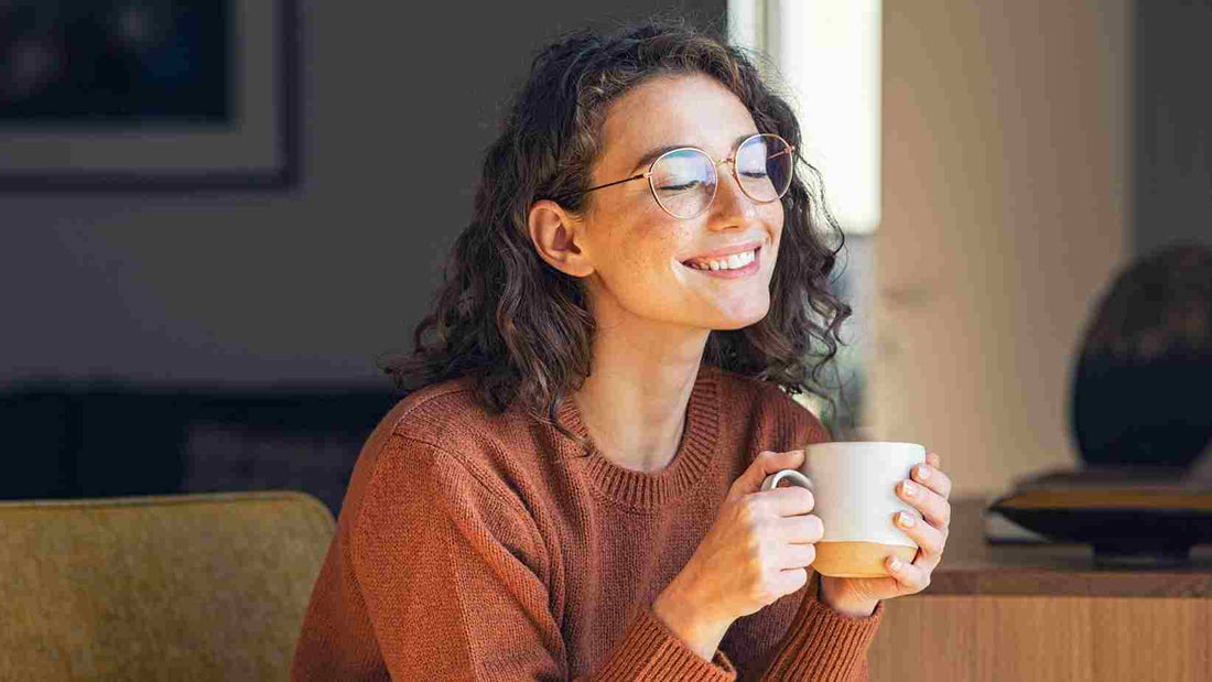 A woman drinking tea