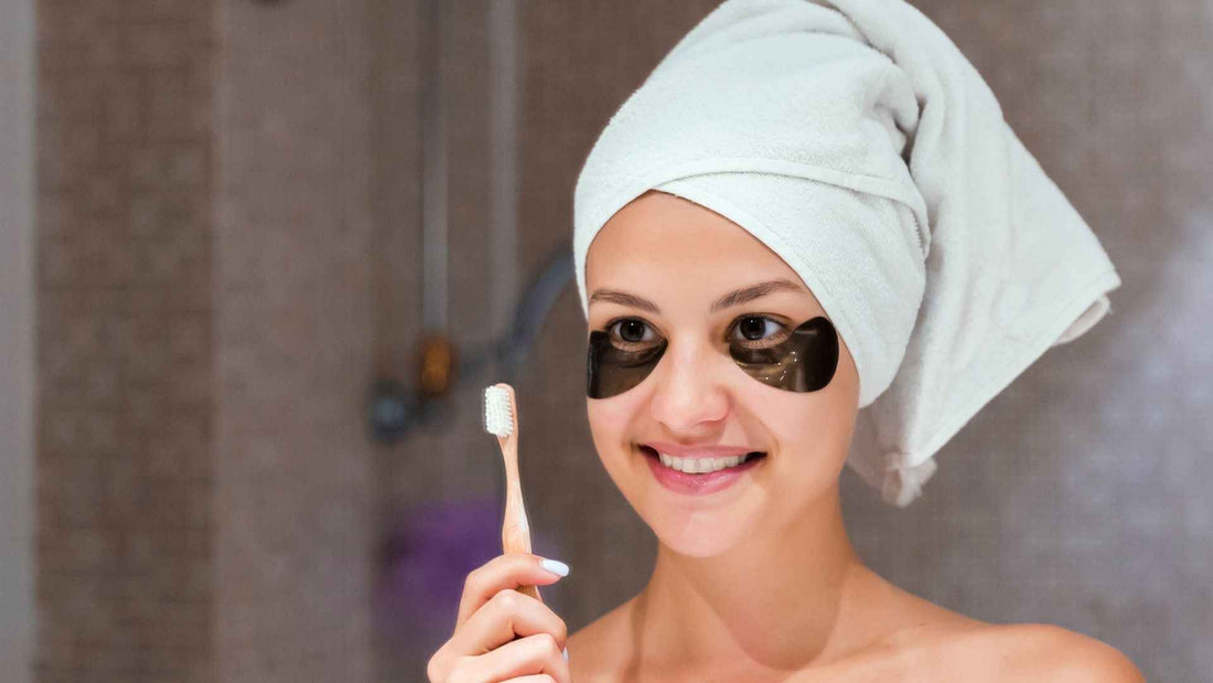A woman brushing her teeth