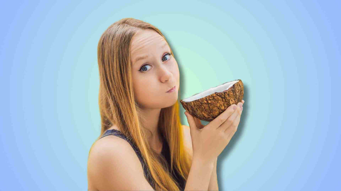 A woman practicing oil pulling