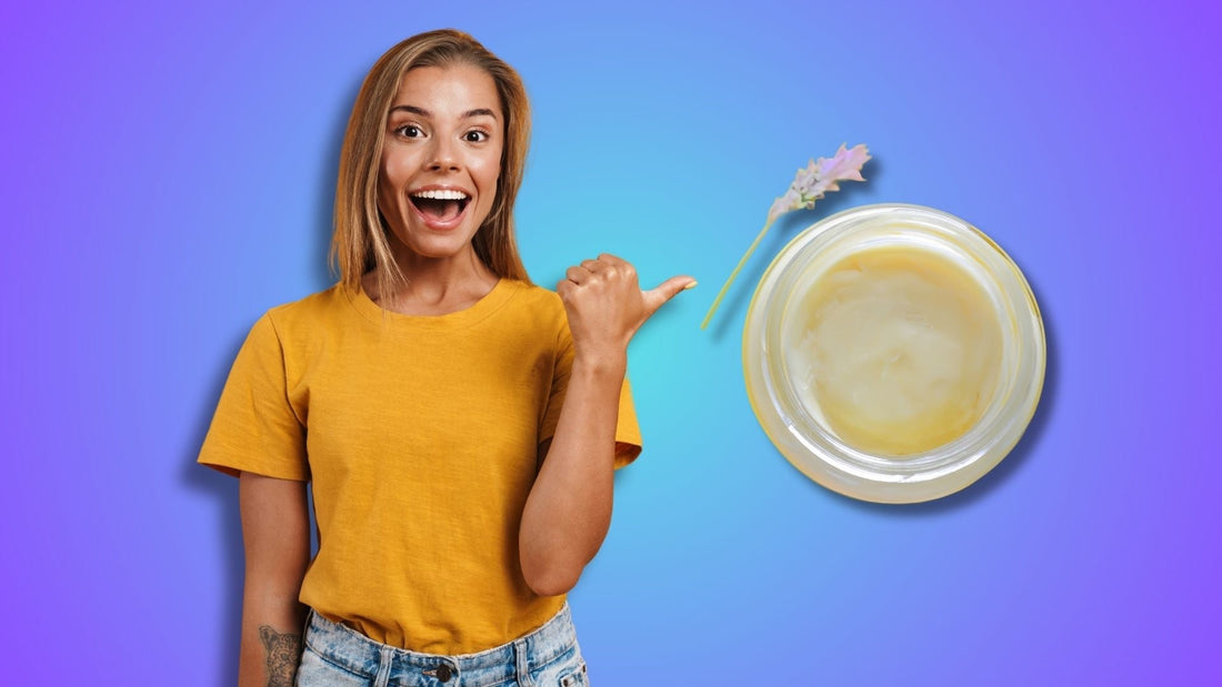 A woman pointing the oil for oil pulling