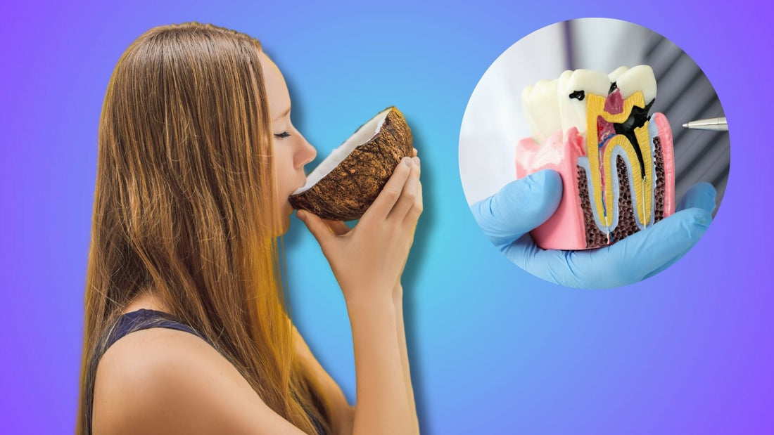 a woman using oil pulling